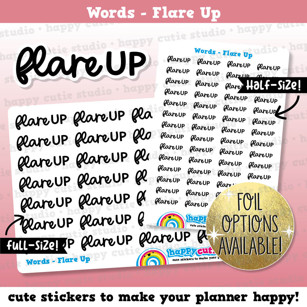 Flare Up Words/Functional/Foil Planner Stickers