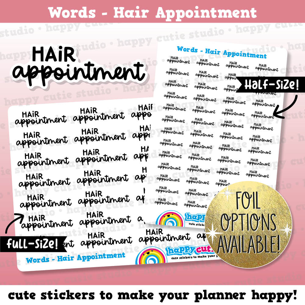 Hair Appointment Words/Functional/Foil Planner Stickers