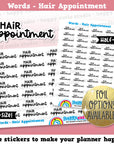 Hair Appointment Words/Functional Planner Stickers