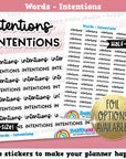 Intentions Words/Functional Planner Stickers