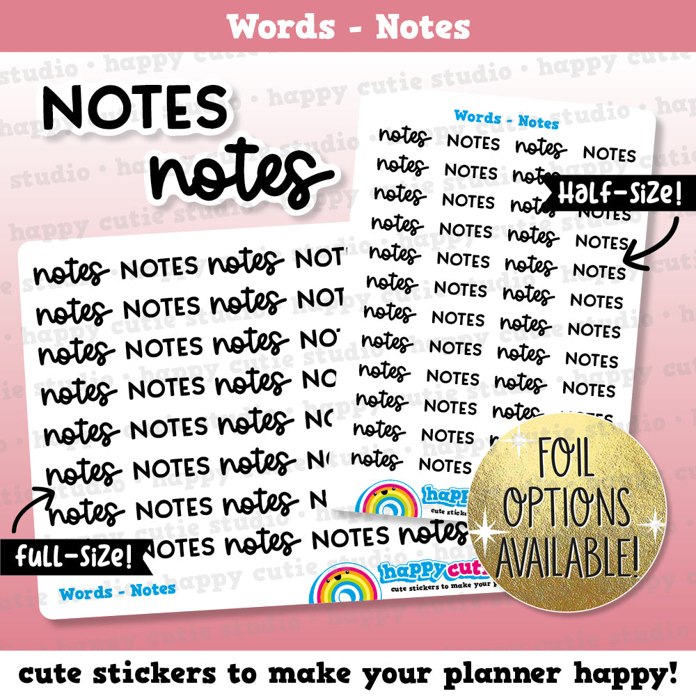 Notes Words/Functional/Planner Stickers