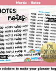 Notes Words/Functional/Planner Stickers