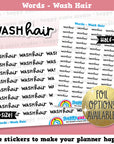 Wash Hair Words/Functional Planner Stickers