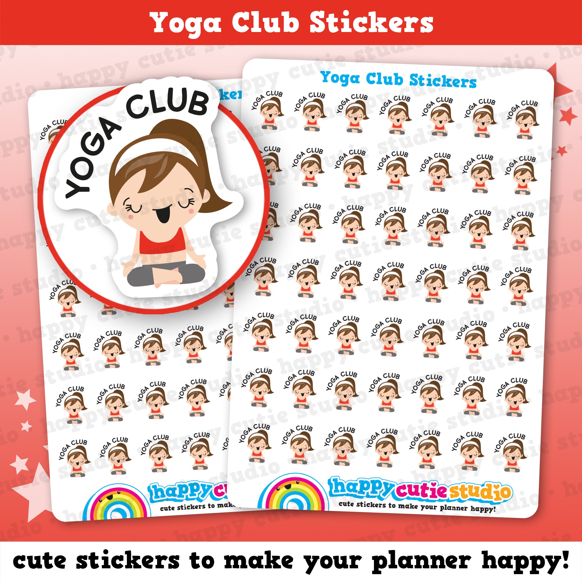 49 Cute Yoga Club Planner Stickers