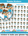 36 Cute Zumba/Fitness/Aerobic/Workout Girl Planner Stickers