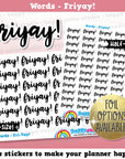 Friyay Words/Functional Planner Stickers