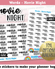 Movie Night Words/Functional Planner Stickers