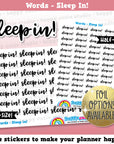 Sleep In Words/Functional Planner Stickers