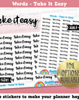 Take It Easy Words/Functional Planner Stickers