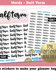 Half Term Words/Functional Planner Stickers