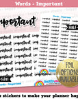 Important Words/Functional Planner Stickers