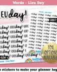 Lieu Day Words/Functional Planner Stickers