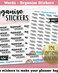 Organise Stickers Words/Functional Planner Stickers