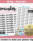 Reminder Words/Functional Planner Stickers