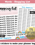 Shopping List Words/Banners/Functional Planner Stickers