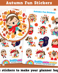 12 Cute Autumn Fun Girl Planner Stickers