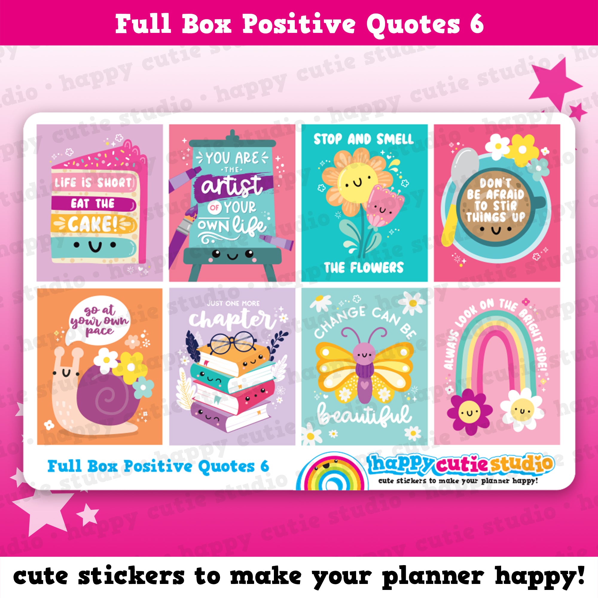 8 Full Box Positive Quotes 6/Functional/Practical Planner Stickers