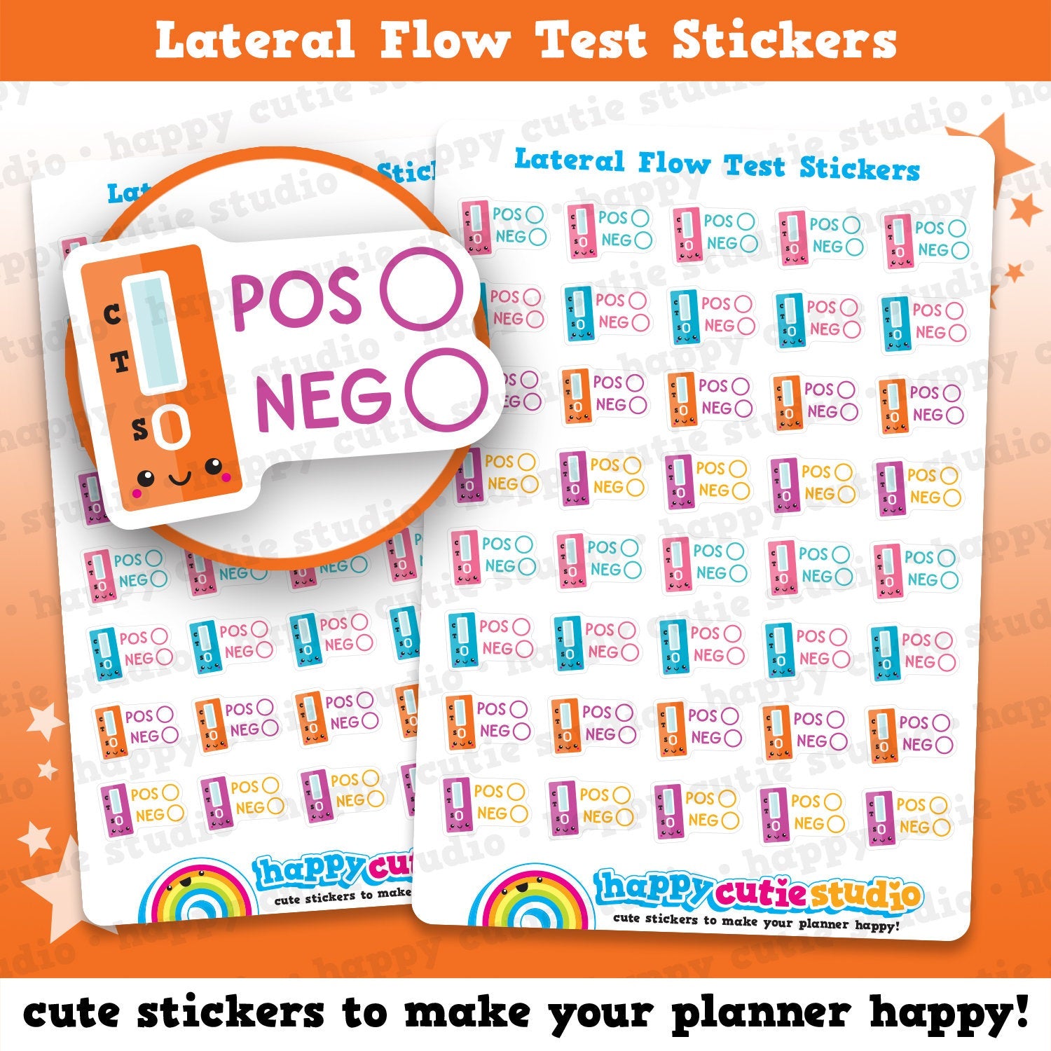 40 Cute Lateral Flow Test Planner Stickers