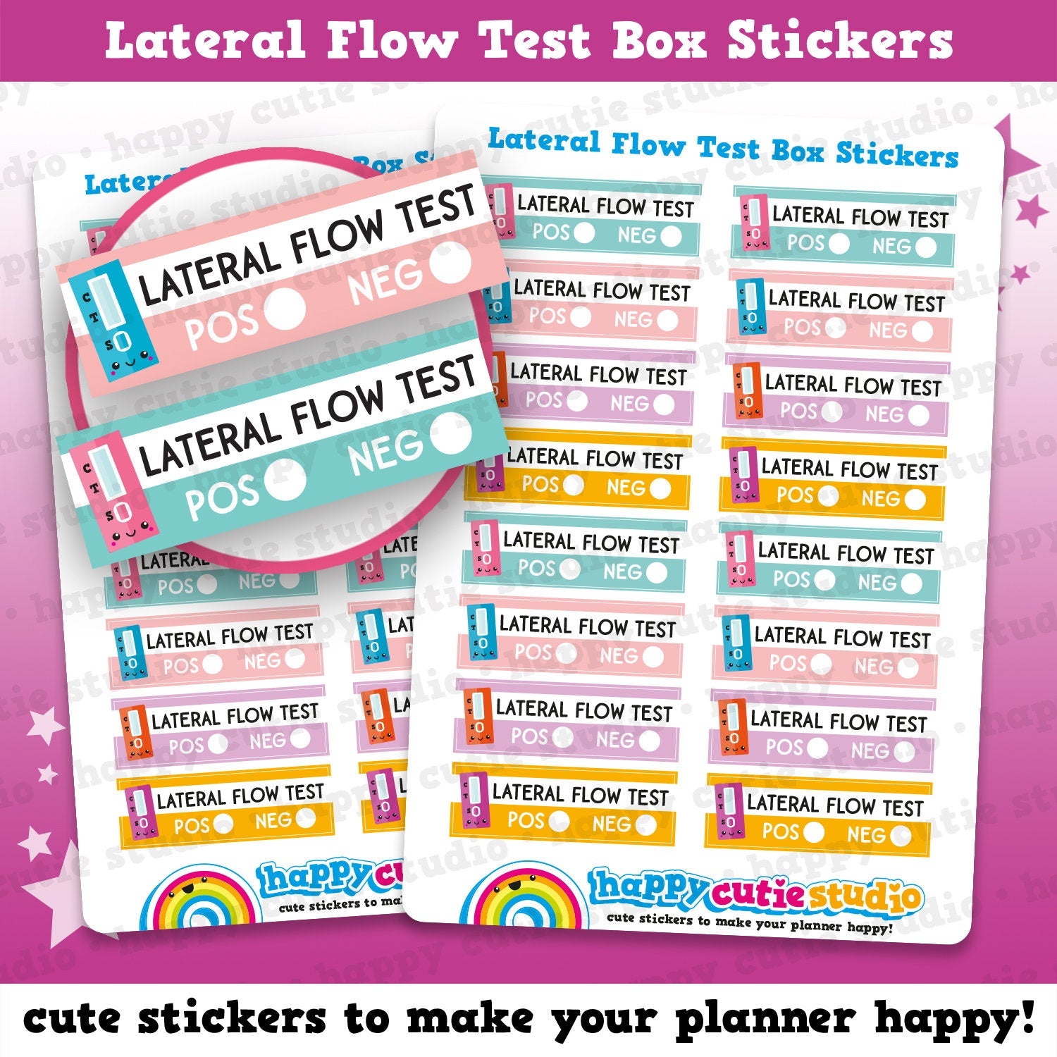 16 Cute Lateral Flow Test Planner Stickers