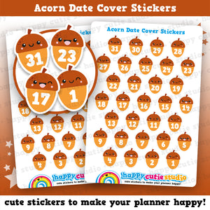 31 Cute Acorn/Autumn/Fall Countdown/Date Cover Planner Stickers