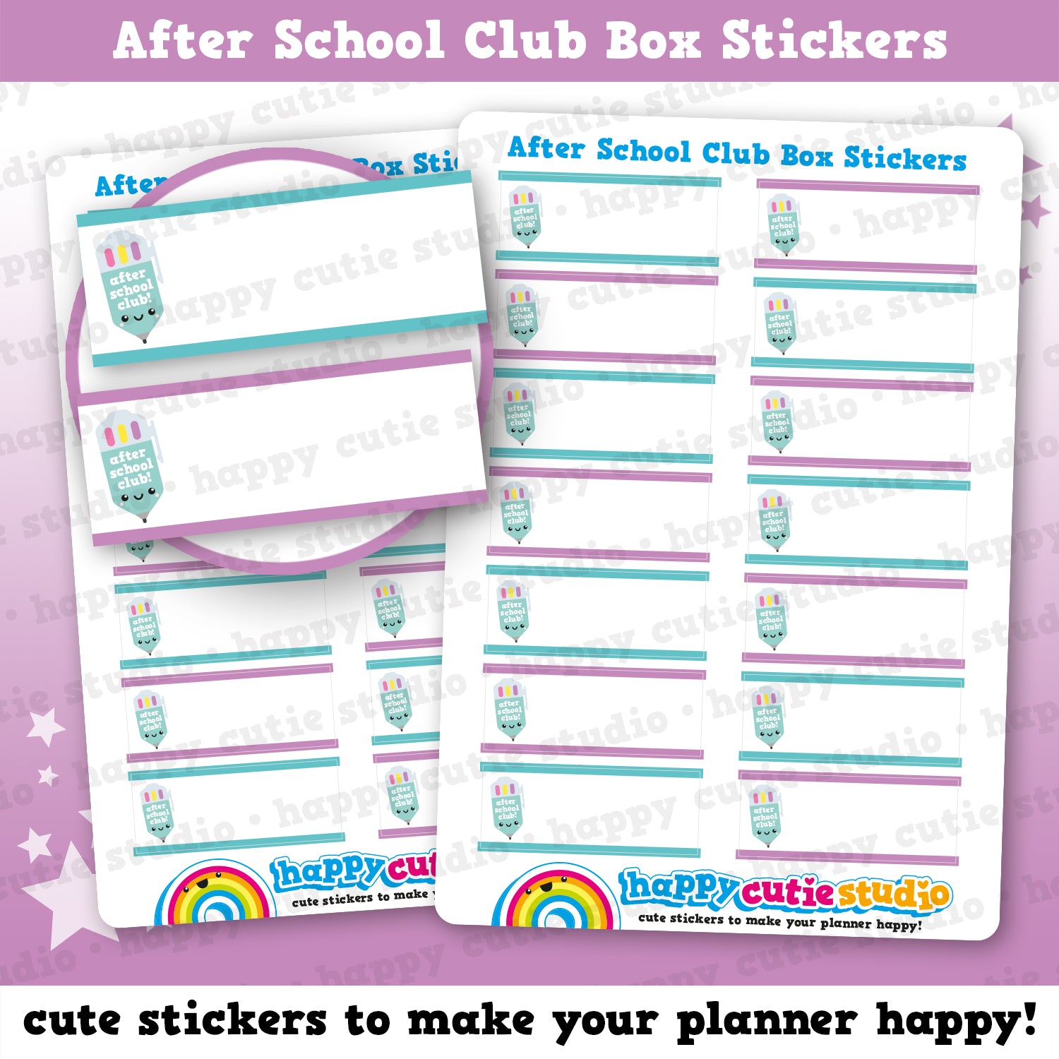 14 Cute After School Club Box Planner Stickers