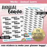 Annual Leave Words/Functional/Foil Planner Stickers