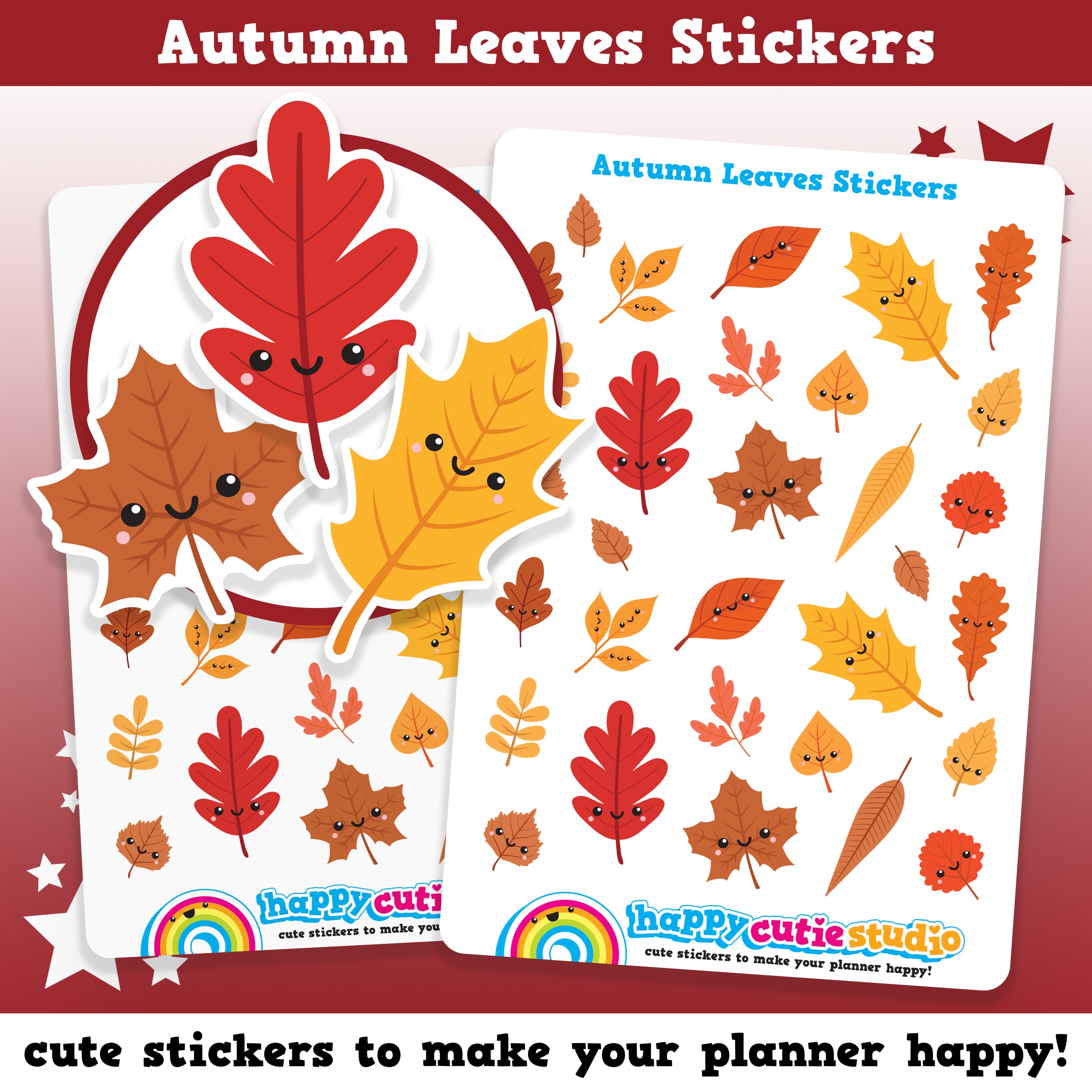 30 Cute Autumn/Fall Leaves Planner Stickers
