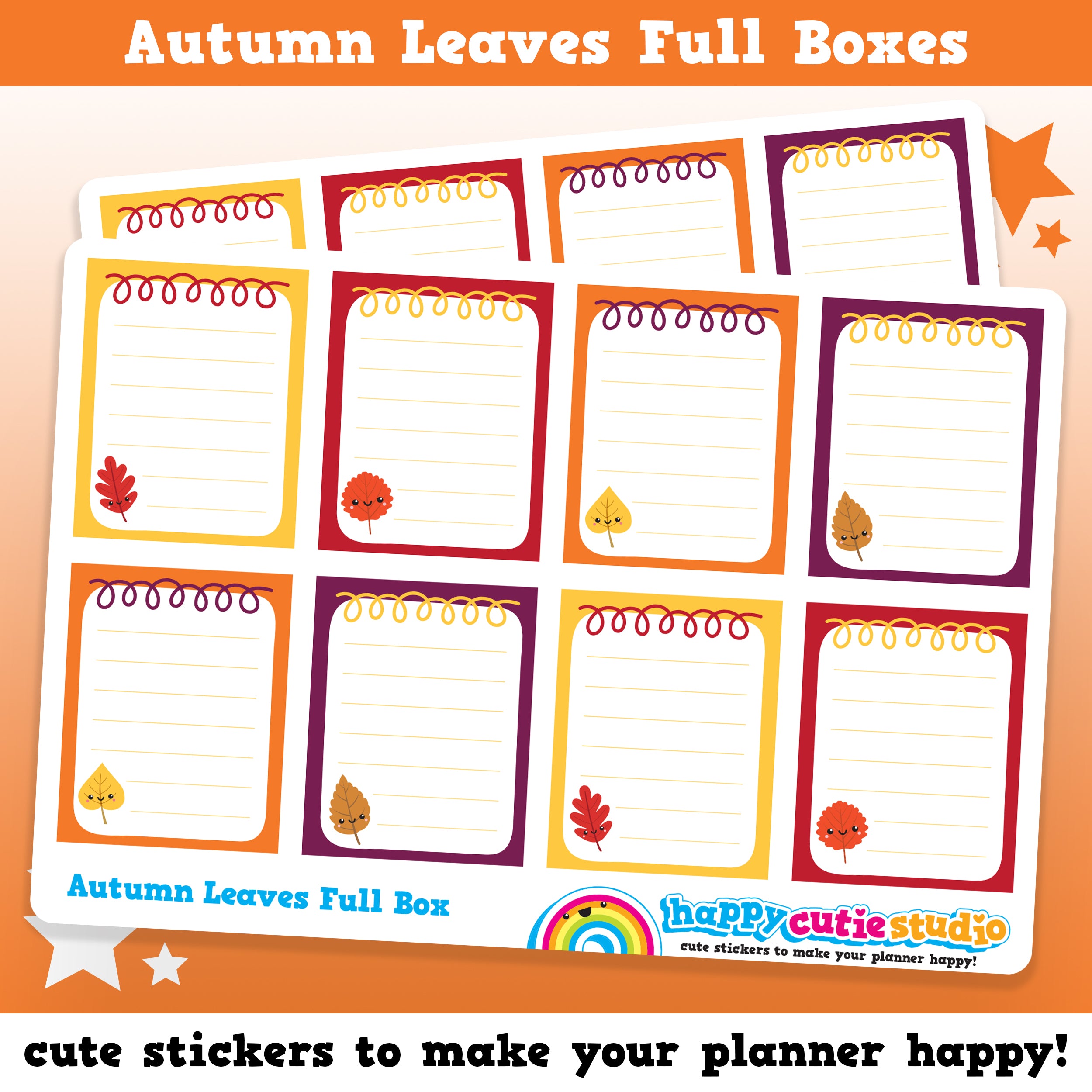 8 Cute Autumnal Leaves Half Box/Functional/Practical Planner Stickers