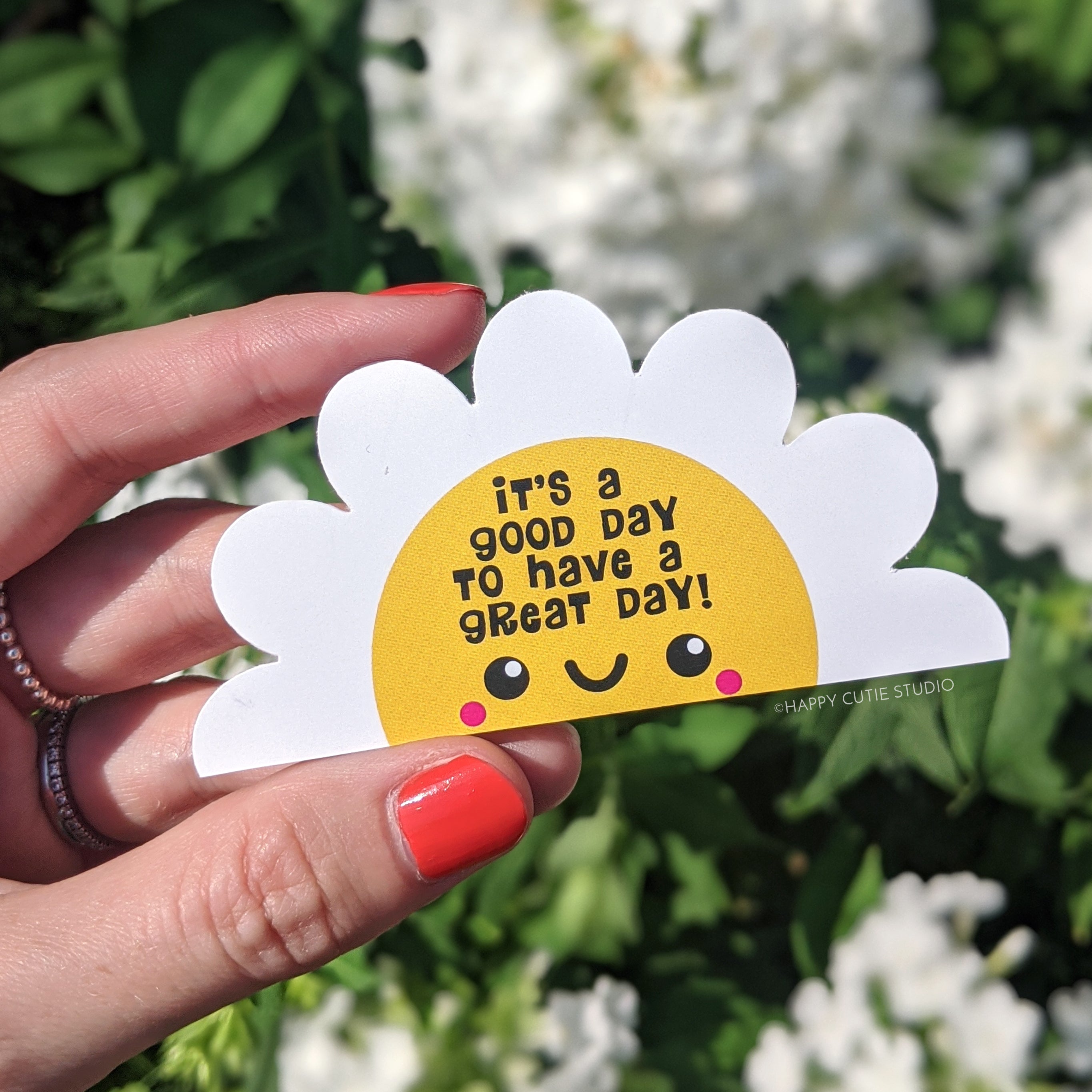 Happy Flower with Inspirational Quote Large Sticker/Kawaii/Cute