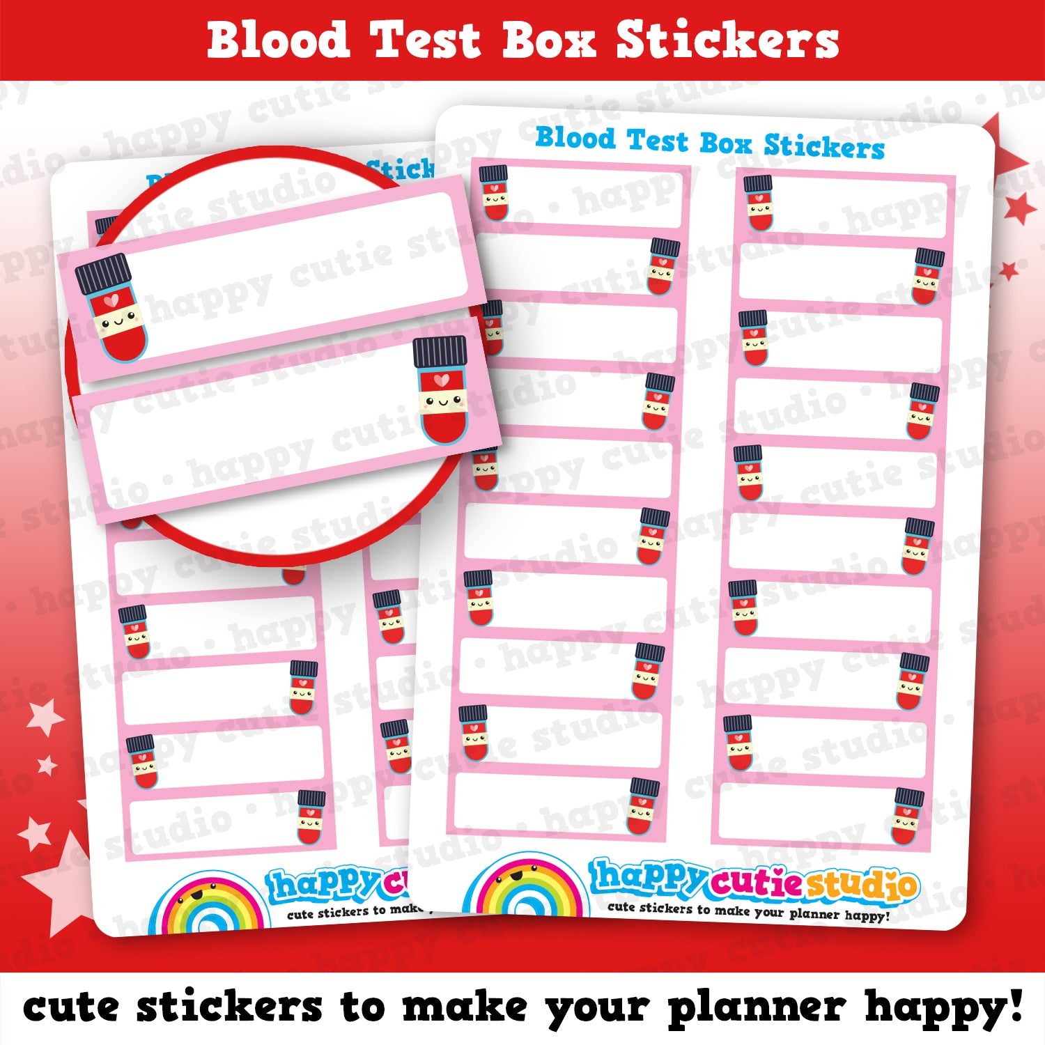 20 Cute Blood Test Box Planner Stickers