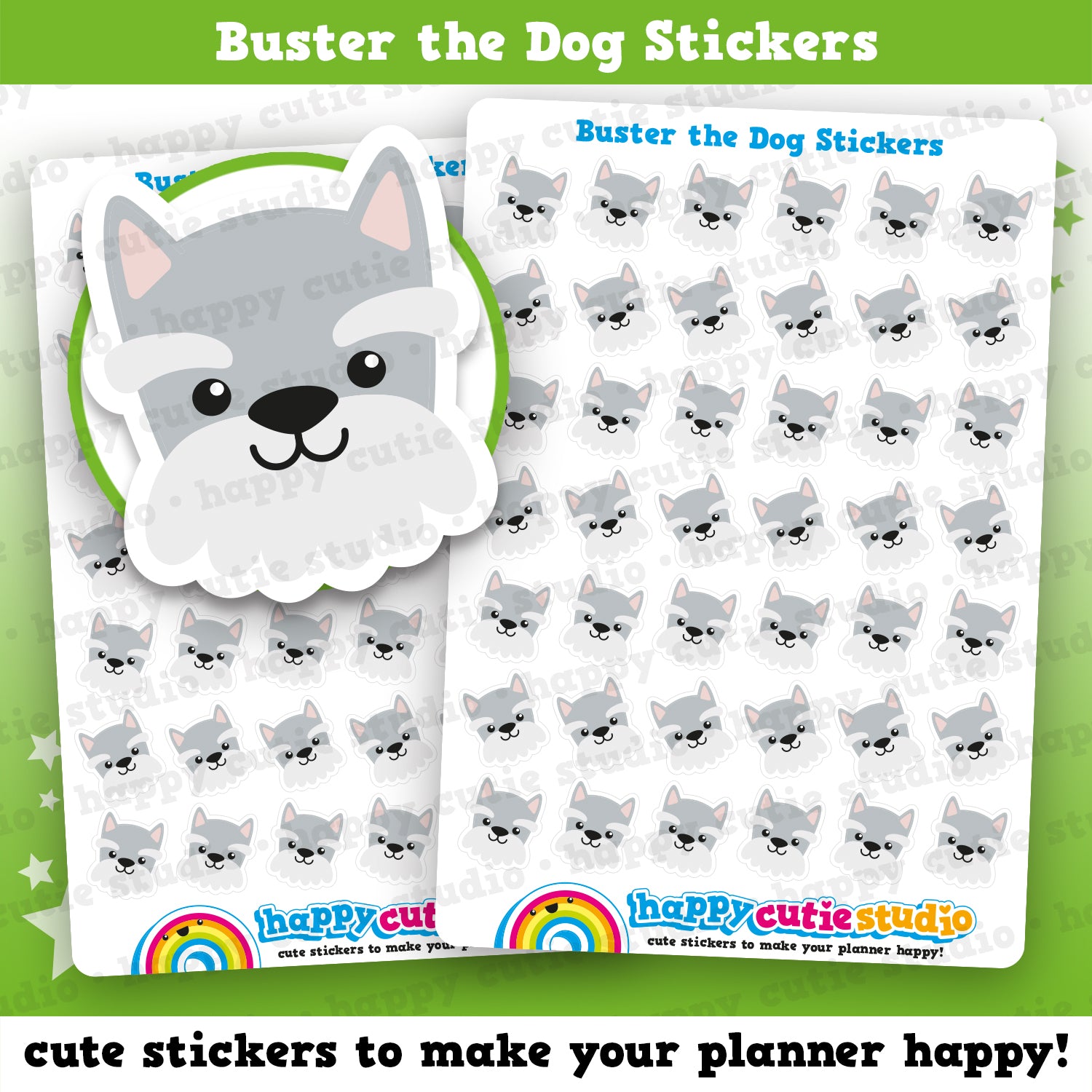 42 Cute Buster the Dog/Schnauzer Planner Stickers