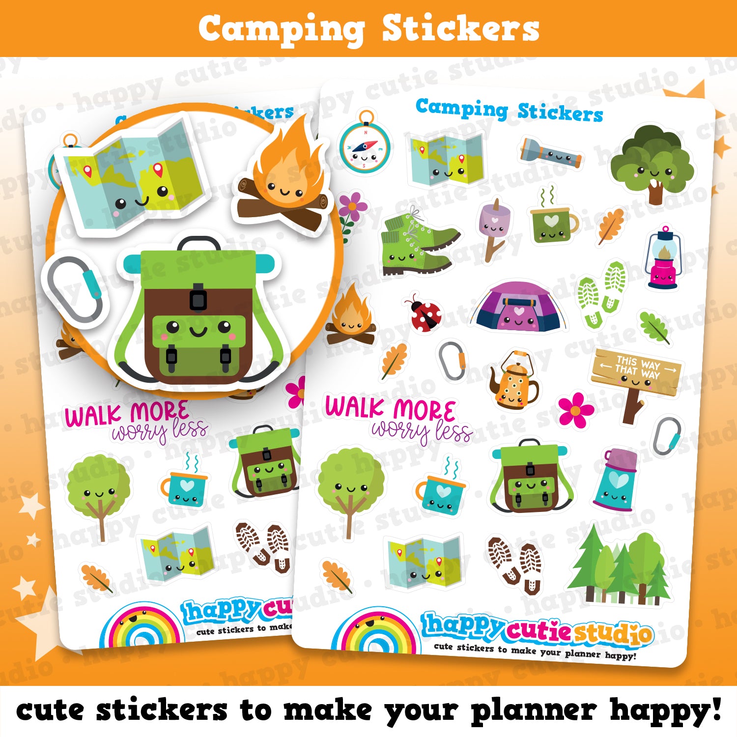 Camping/Tent/Hike/Explore/Walking Planner Stickers