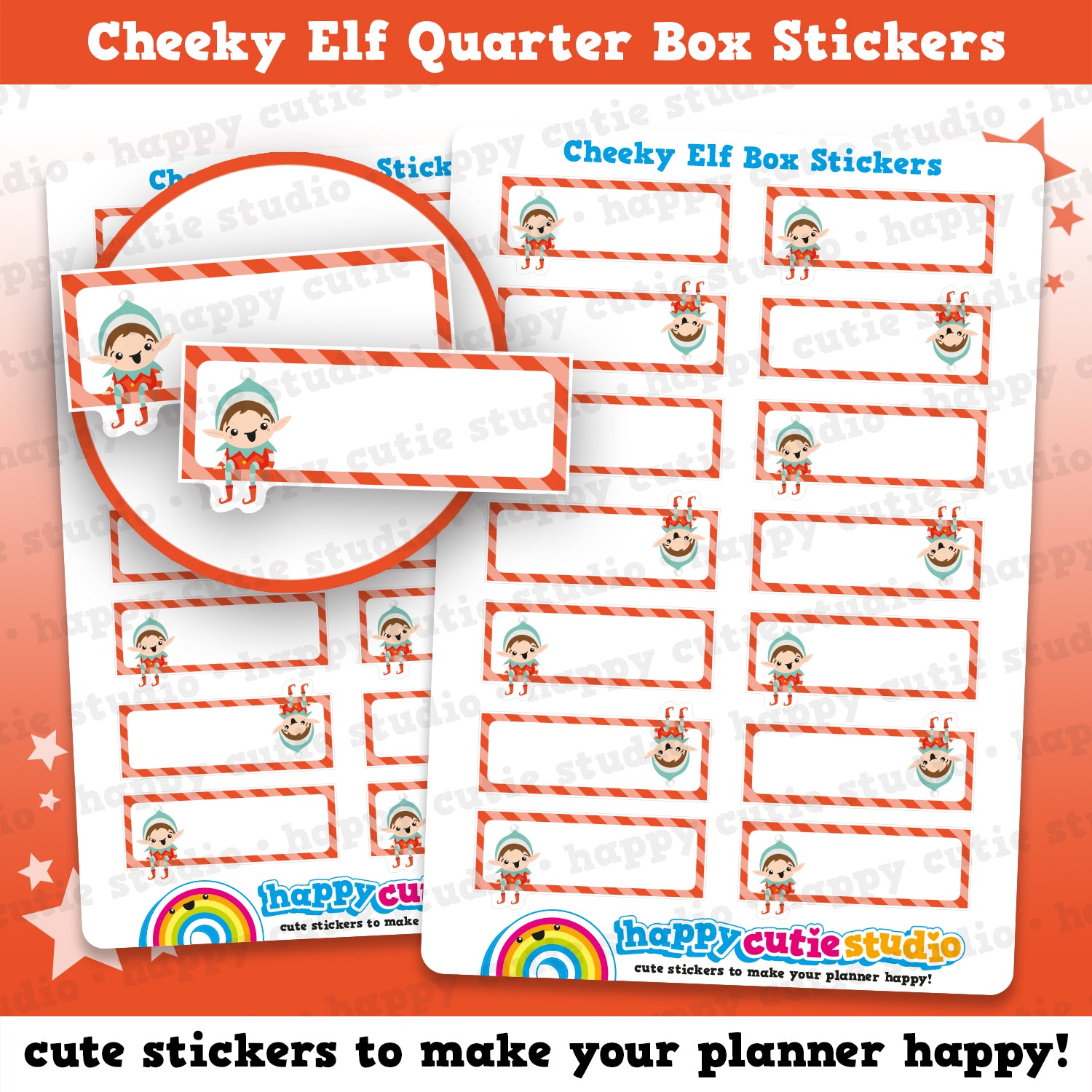 Cheeky Elf Boy Quarter Box Planner Stickers