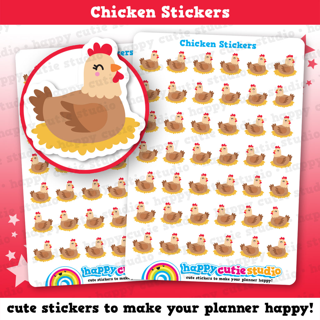 Chicken Sticker Sheets 42 Cute Chicken/Hen Planner Stickers – HappyCutieStudio