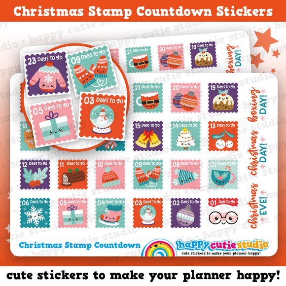 Christmas Stamp Countdown/Festive/Holidays Planner Stickers
