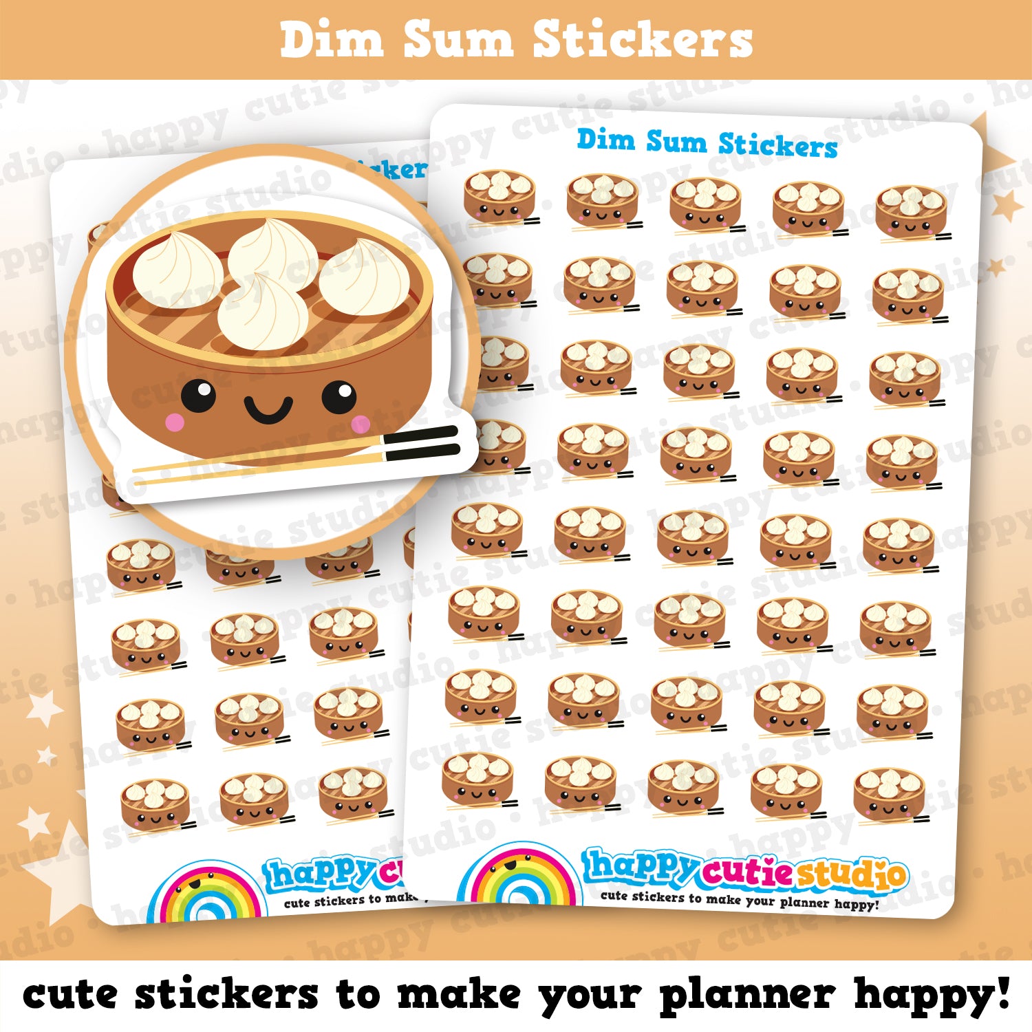40 Cute Dim Sum/Dumpling Planner Stickers