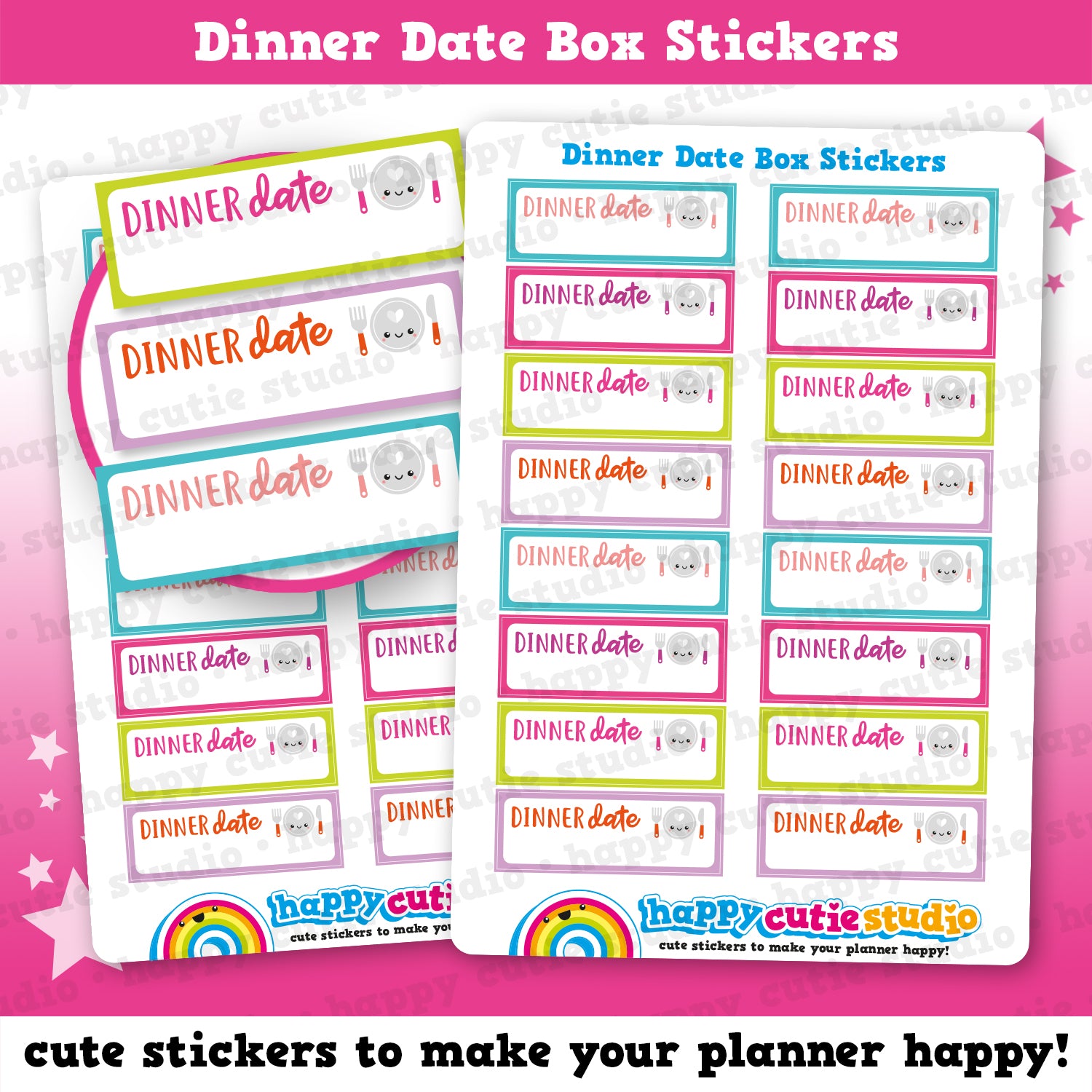 16 Cute Dinner Date/Tracker/Food Planner Stickers