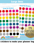 48 Cute Colourful Large Dots/Functional/Practical Planner Stickers