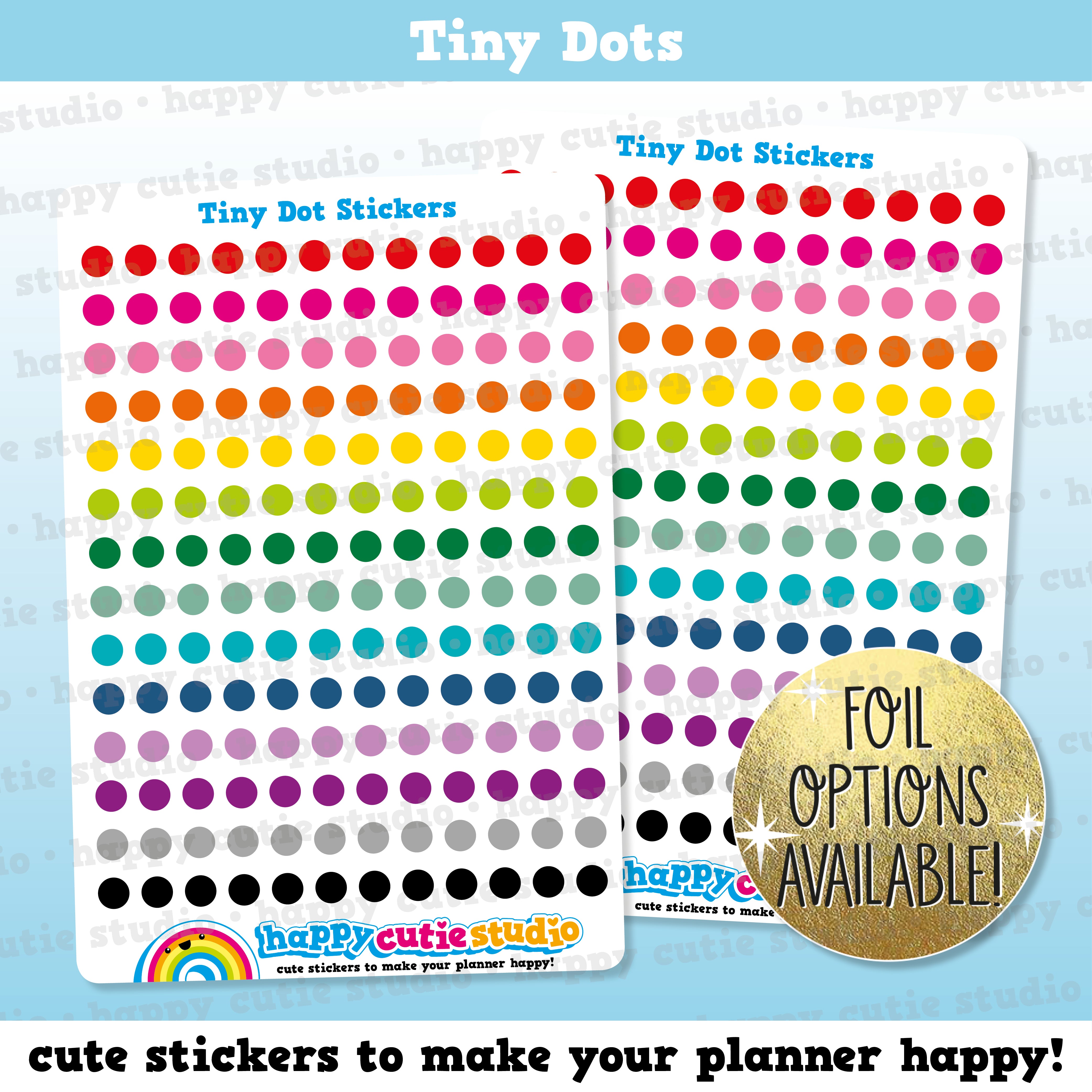 168 Cute Colourful Tiny Dots/Functional/Practical Planner Stickers