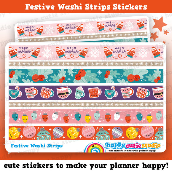 Christmas Washi Strips/Festive/Holidays Planner Stickers