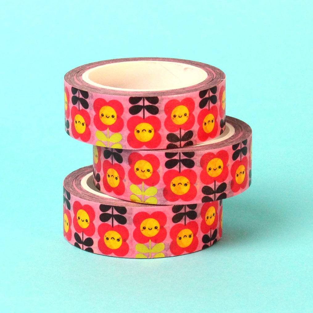 Gold Foil &#39;Happy Flowers&#39; Washi Tape