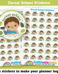 40 Cute Forest School Boy Planner Stickers