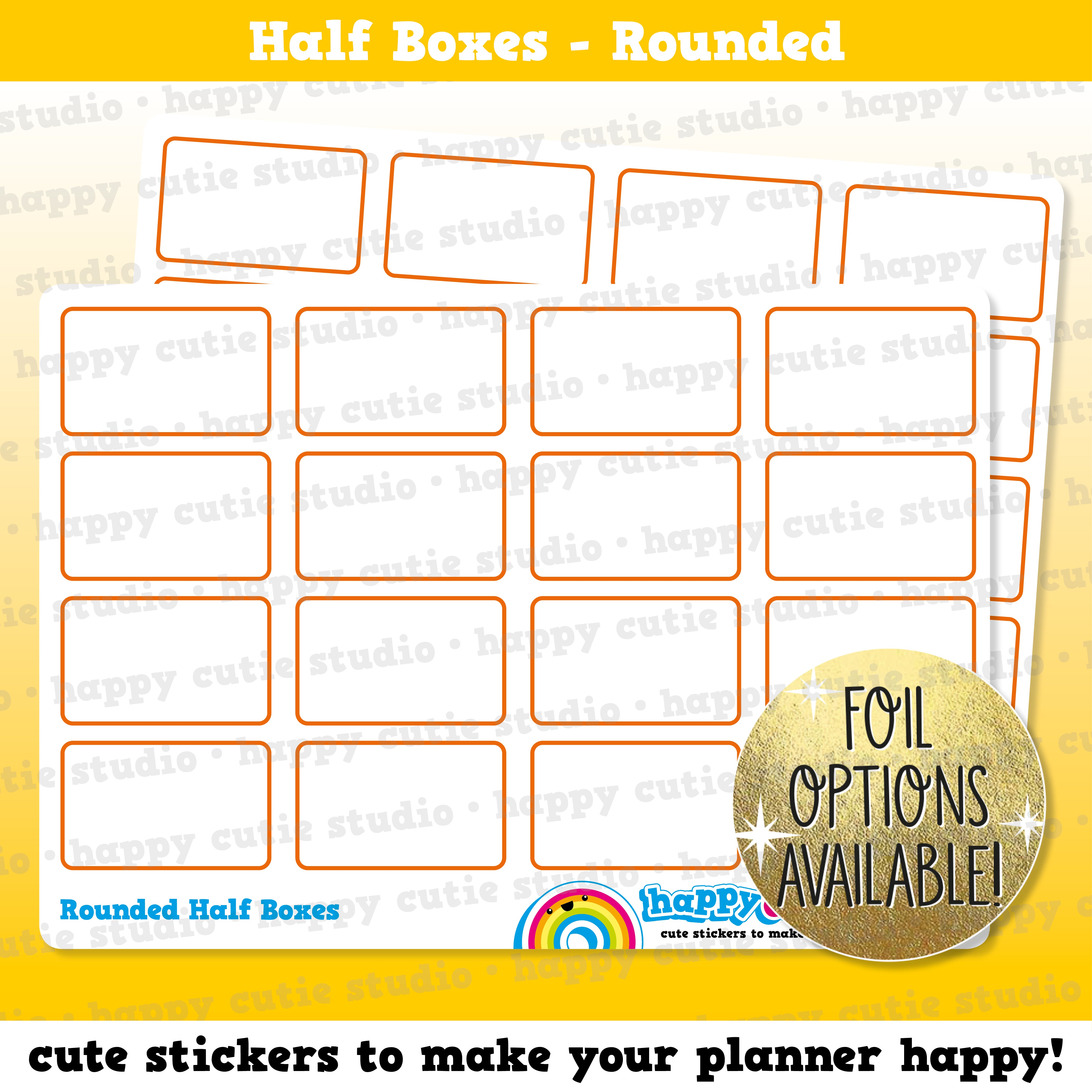 16 Cute Rounded Half Box/Functional/Practical Planner Stickers