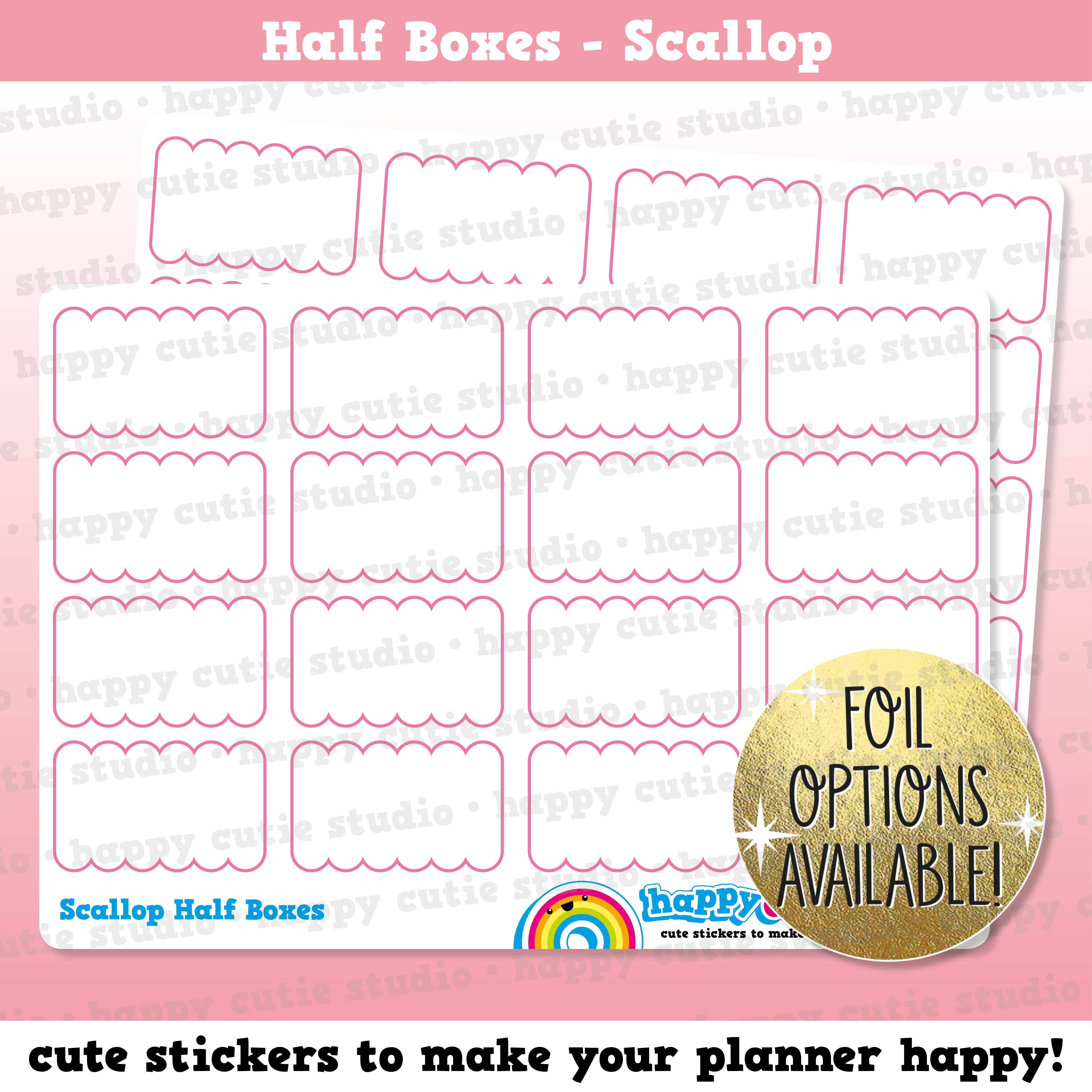 16 Cute Scallop Half Box/Functional/Practical Planner Stickers