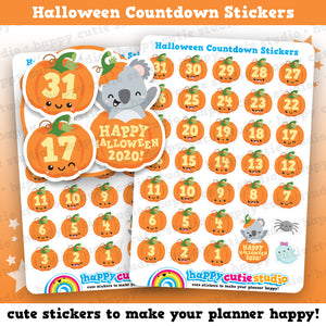 34 Cute 31 Day Halloween Countdown/Pumpkin Planner Stickers