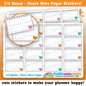 16 Cute Love Heart Notepaper Half Box/Functional/Practical Planner Stickers