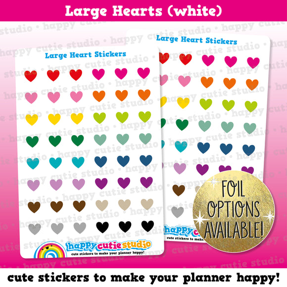 48 Cute Colourful Large Hearts/Functional/Practical Planner Stickers