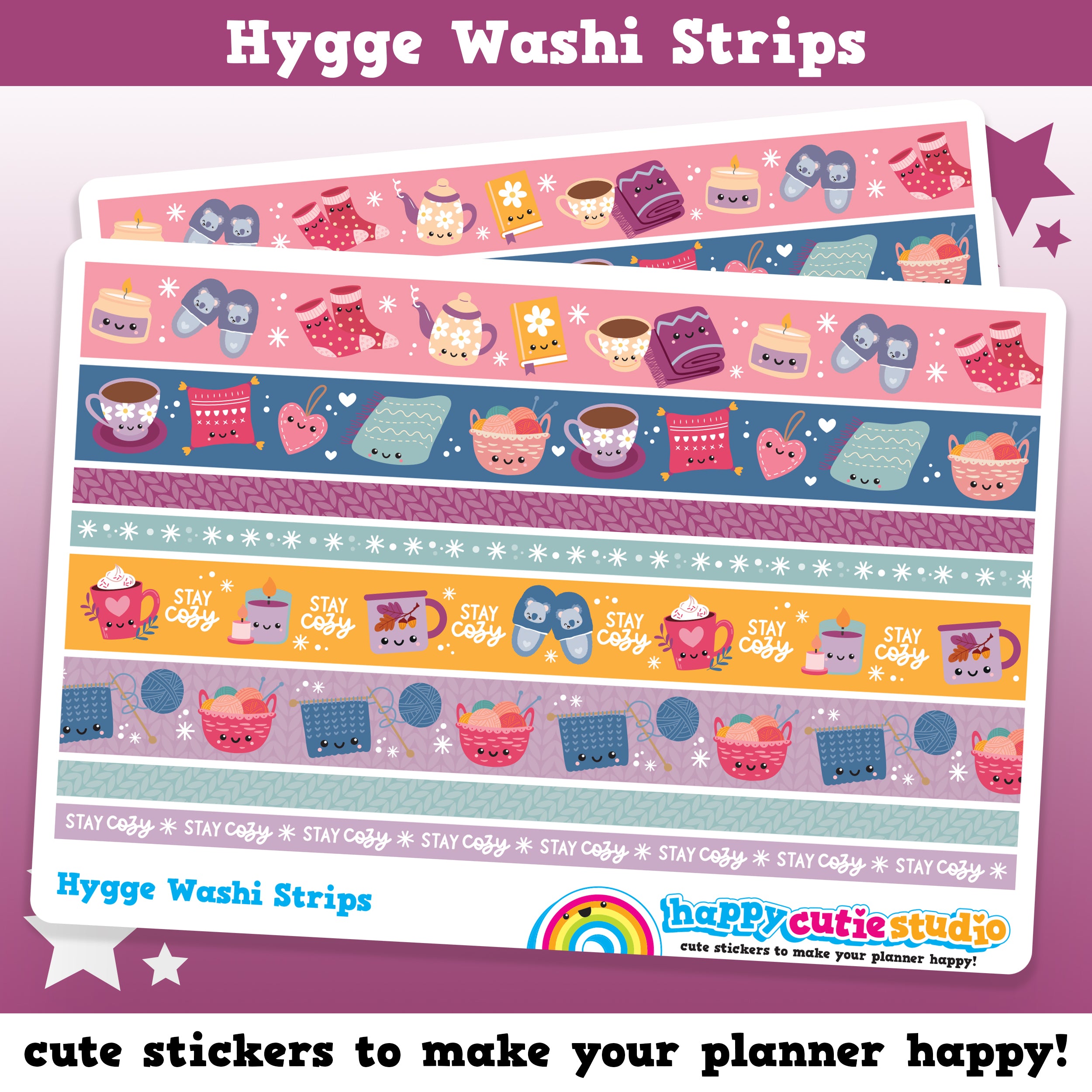 Cute Washi Strips Hygge/Cozy/Cosy Planner Stickers