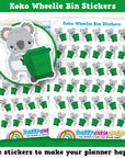 36 Cute Koko the Koala Wheelie Bin Planner Stickers