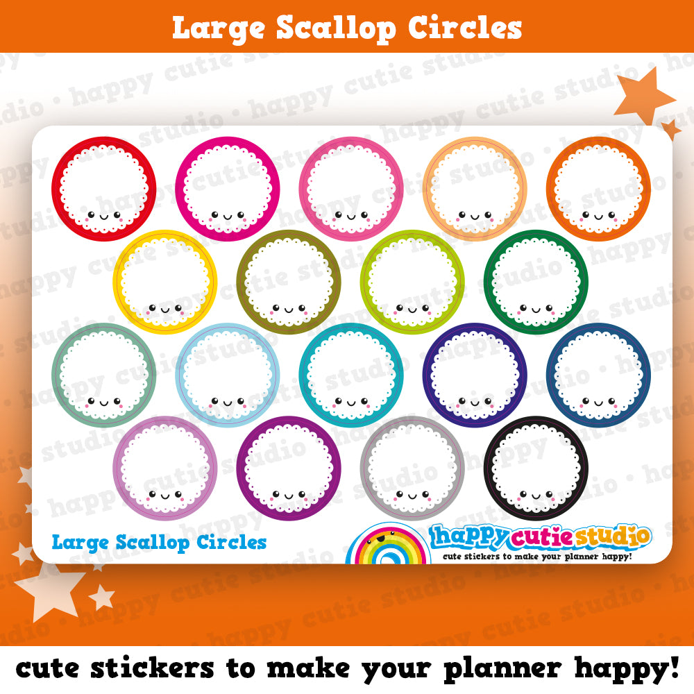 18 Happy Scalloped Circle/Functional/Practical Planner Stickers